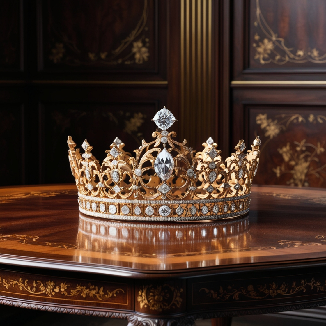 a gold and diamond royal crown